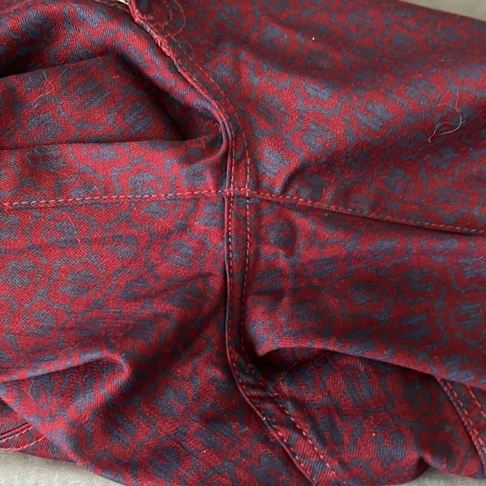 Tory Burch Burgundy/Blue Patterned Jeans Size 27